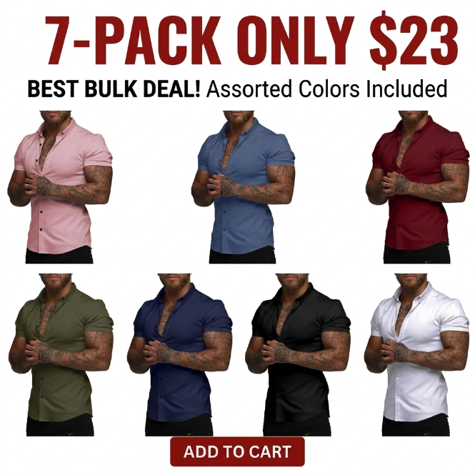 👔 Men's Slim Fit Short Sleeve Dress Shirt