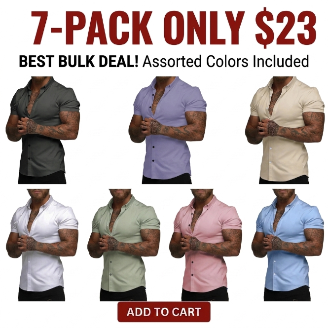 👔 Men's Slim Fit Short Sleeve Dress Shirt