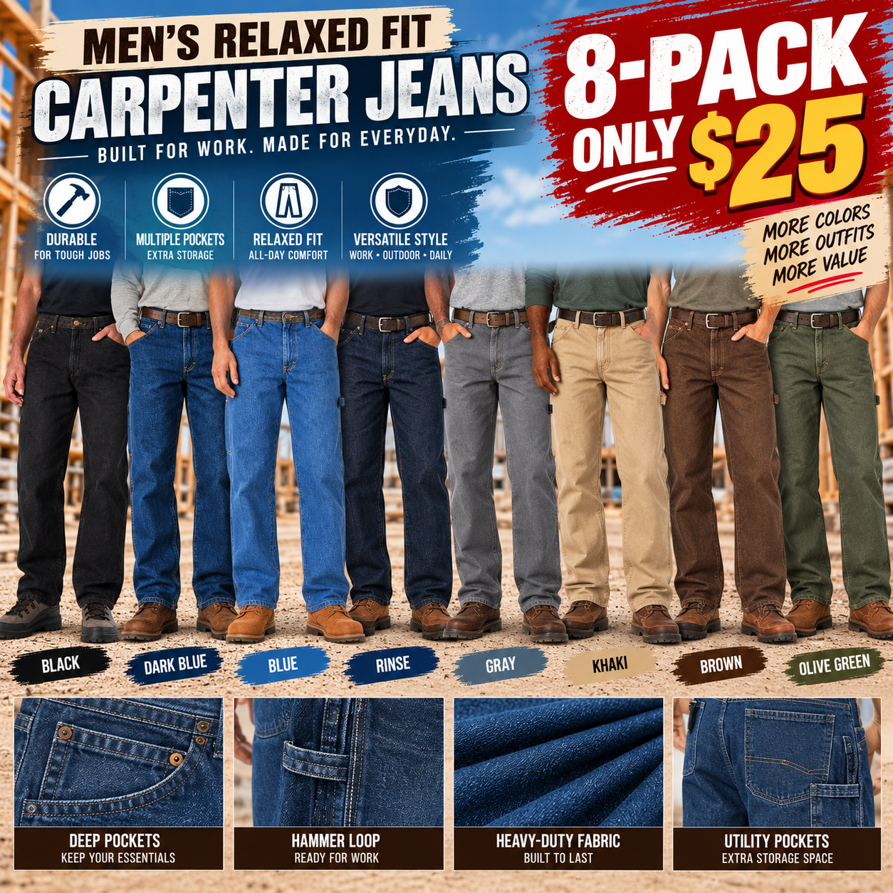 Men's Heavyweight Relaxed Carpenter Jeans