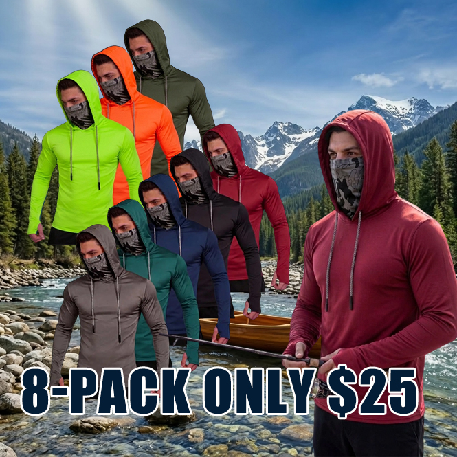 Men's UPF 50+ Sun Protection Hoodie Shirt 5-Pack