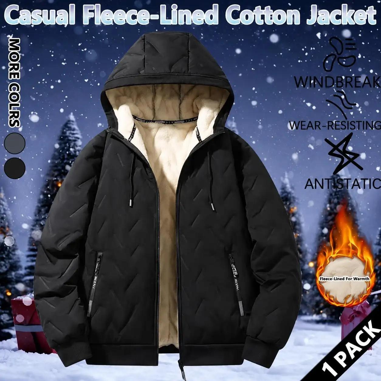 Men's winter jacket lined hooded jacket windproof and waterproof heavyweight outdoor warm jacket with safety zipper pocket high-performance filled bomb jacket lightweight geometric texture technology clothing black Sherpa Fleece Men's winter jacket lined hooded jacket windproof and waterproof heavyweight outdoor warm jacket with safety zipper pocket high-performance filled bomb jacket lightweight geometric texture technology clothing black Sherpa Fleece