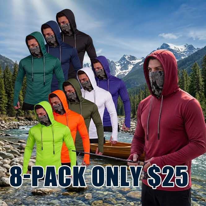 Men's UPF 50+ Sun Protection Hoodie Shirt 5-Pack