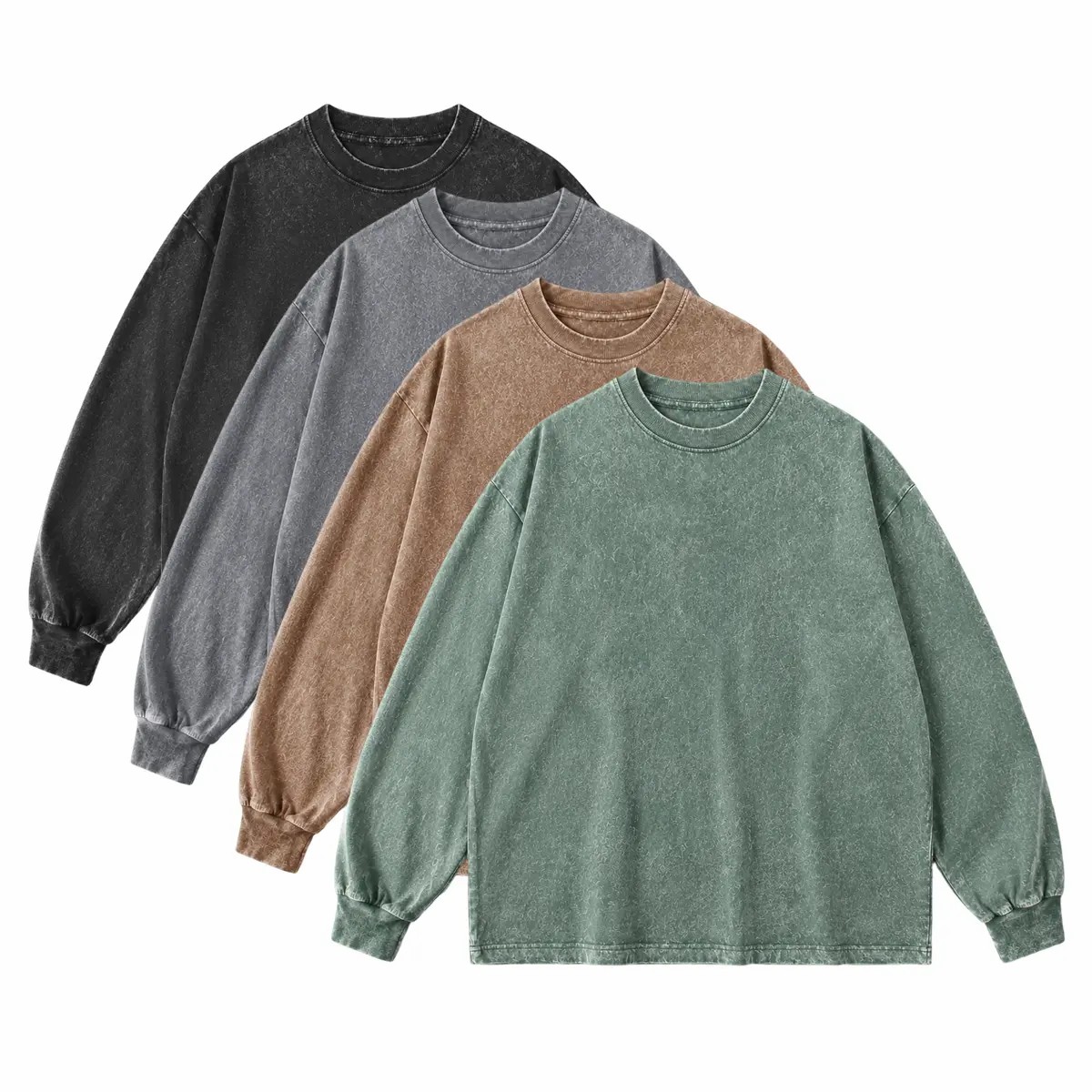 Men's 4-Pack Acid-Wash Distressed Crewneck Sweatshirts