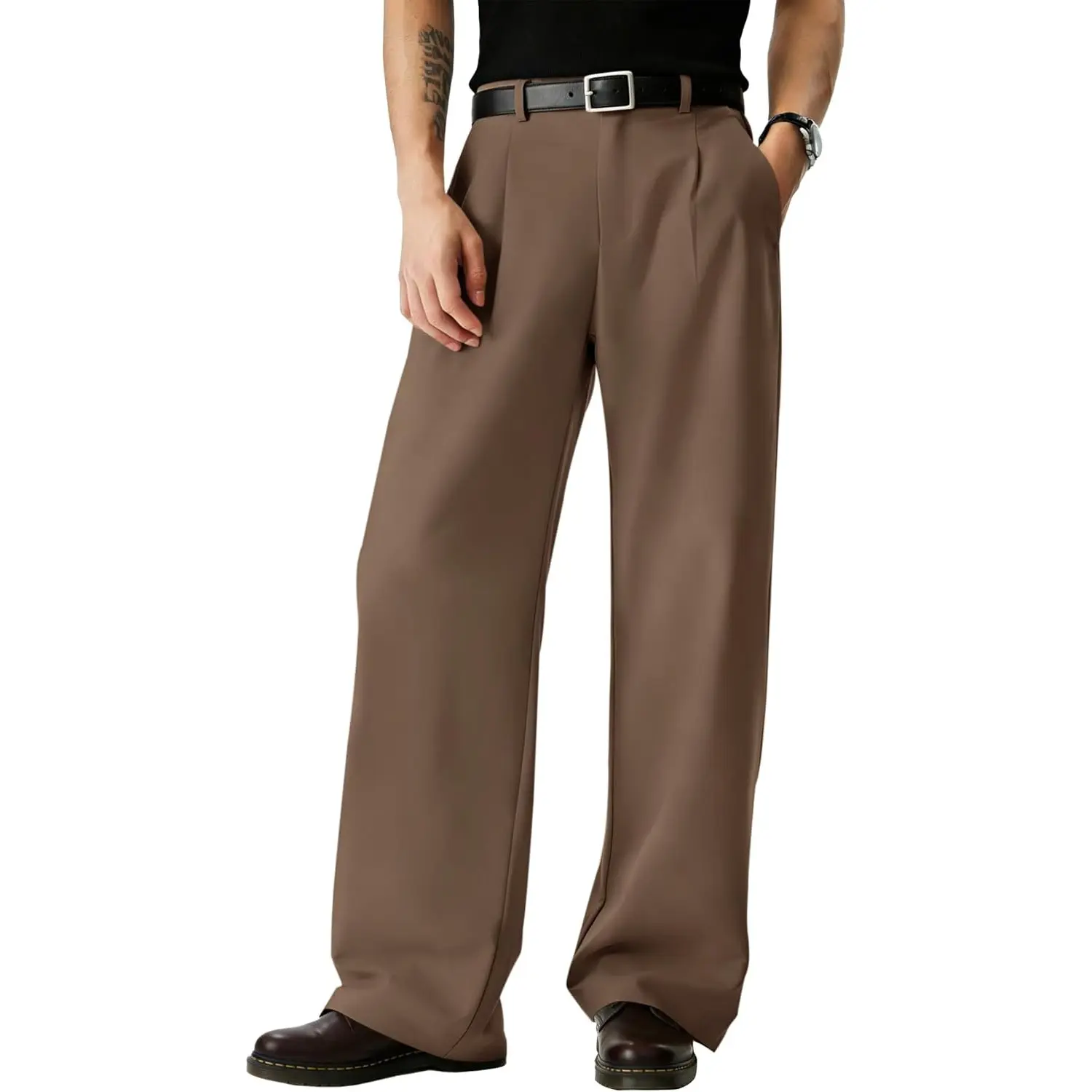 Men's Relaxed Wide-Leg Dress Pants