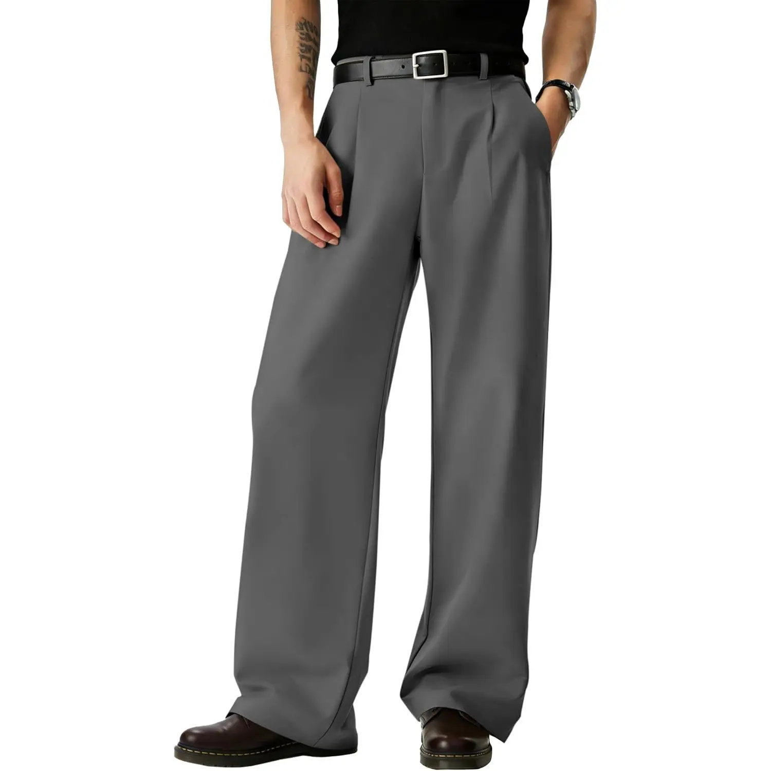 Men's Relaxed Wide-Leg Dress Pants