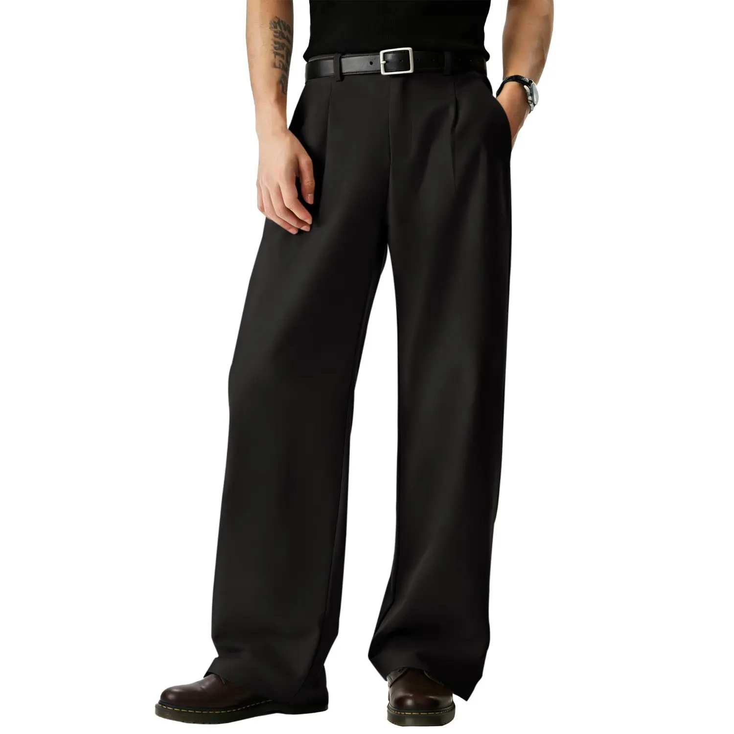 Men's Relaxed Wide-Leg Dress Pants