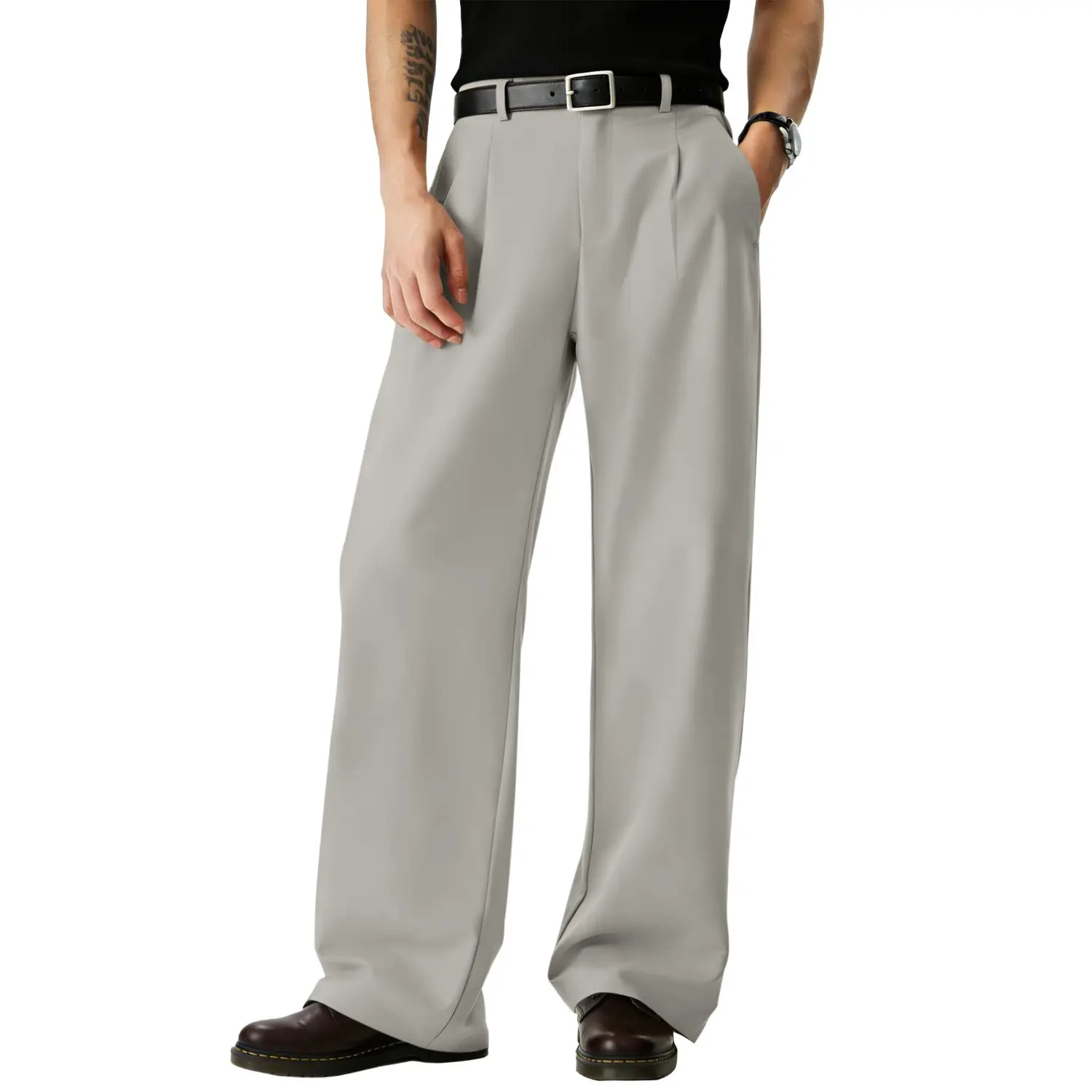 Men's Relaxed Wide-Leg Dress Pants