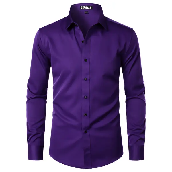 Men's Silky Stretch Slim-Fit Dress Shirt