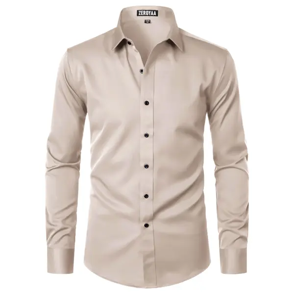 Men's Silky Stretch Slim-Fit Dress Shirt