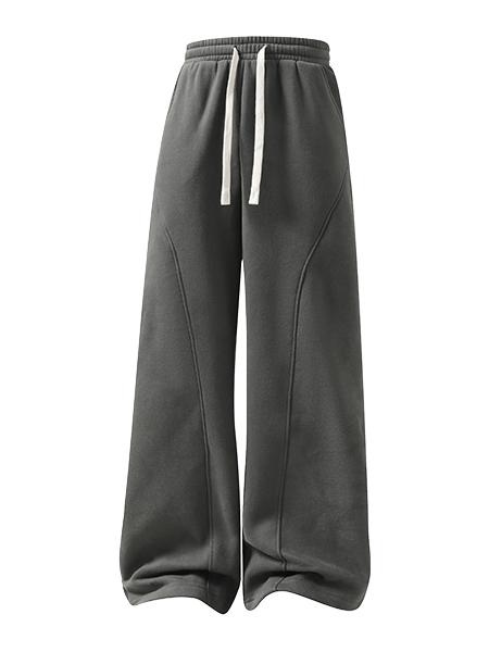 Men's Curved Wide-Leg Drawstring Pants – Relaxed Casual Streetwear Trousers