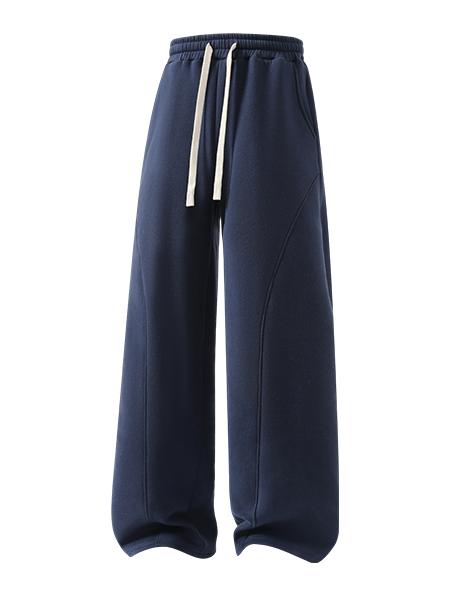 Men's Curved Wide-Leg Drawstring Pants – Relaxed Casual Streetwear Trousers