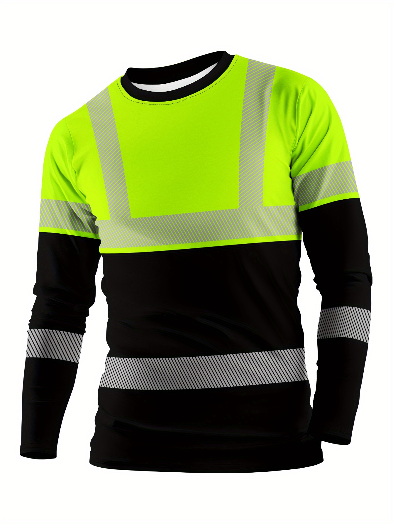 Men's Colorblock Reflective Stripe Long Sleeve Work Shirt
