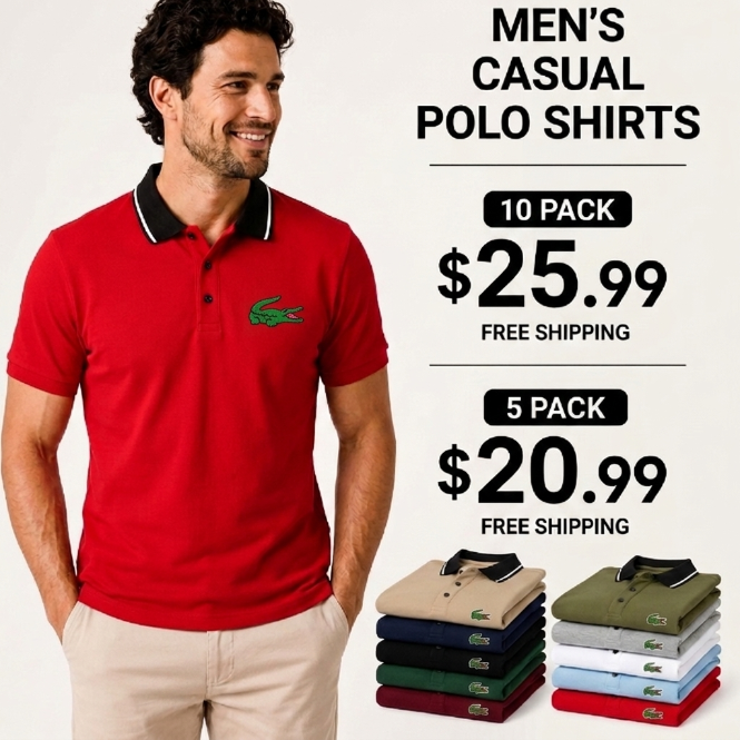👕 Men's 10-Pack Classic Casual Polo Shirts
