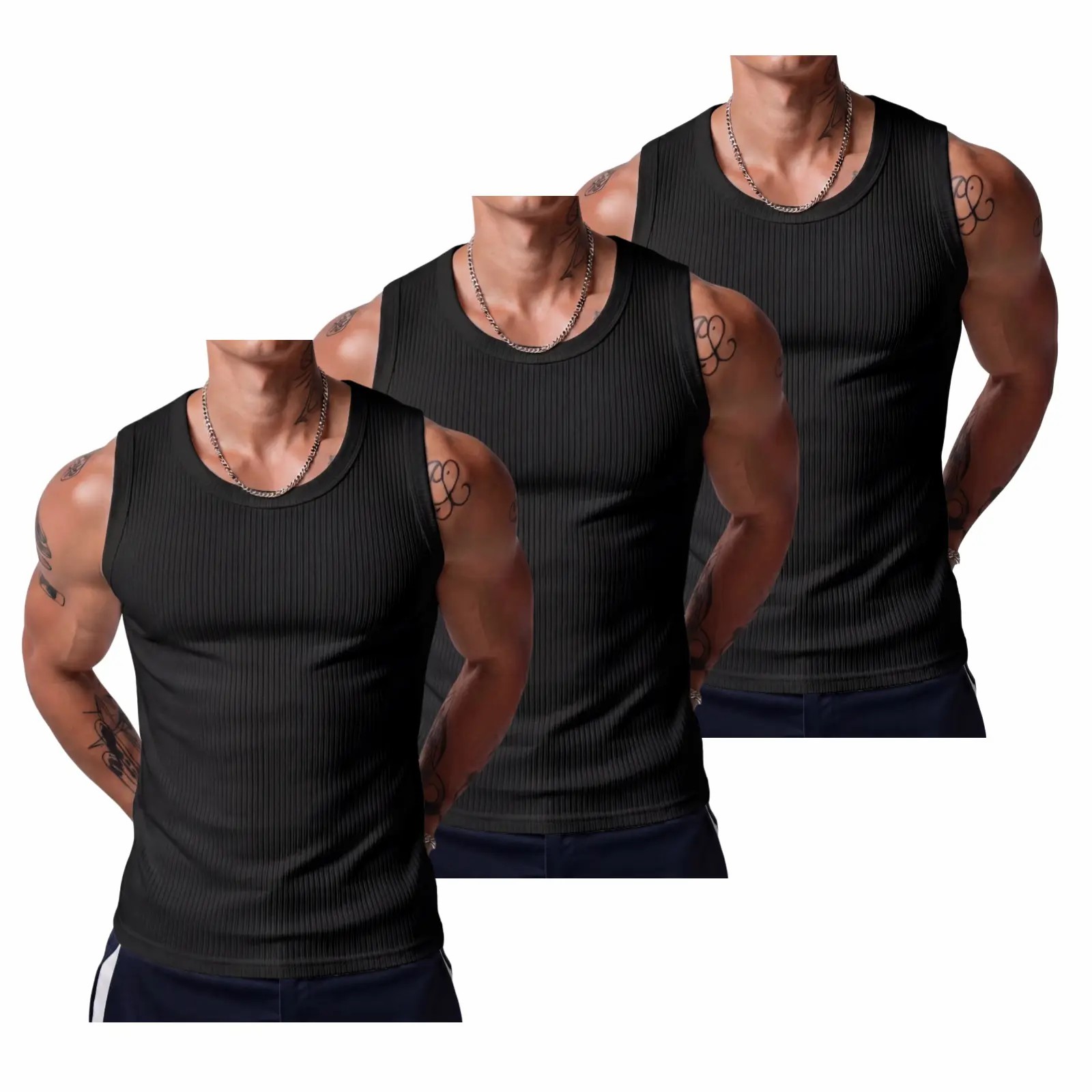 Men's Wide-Strap Ribbed Muscle Tank Top