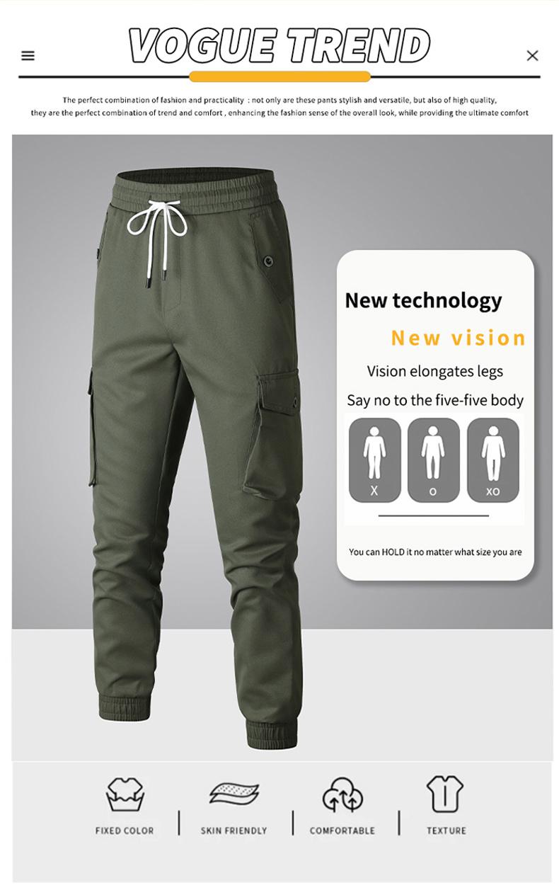 Men's Heavyweight Pants Compatible with Leggings - Workwear Trousers, Multi-Pocket Outdoor Pants with Belt Loop Closure and No Zipper, Suitable for Winter (Solid Color) - Machine Washable
