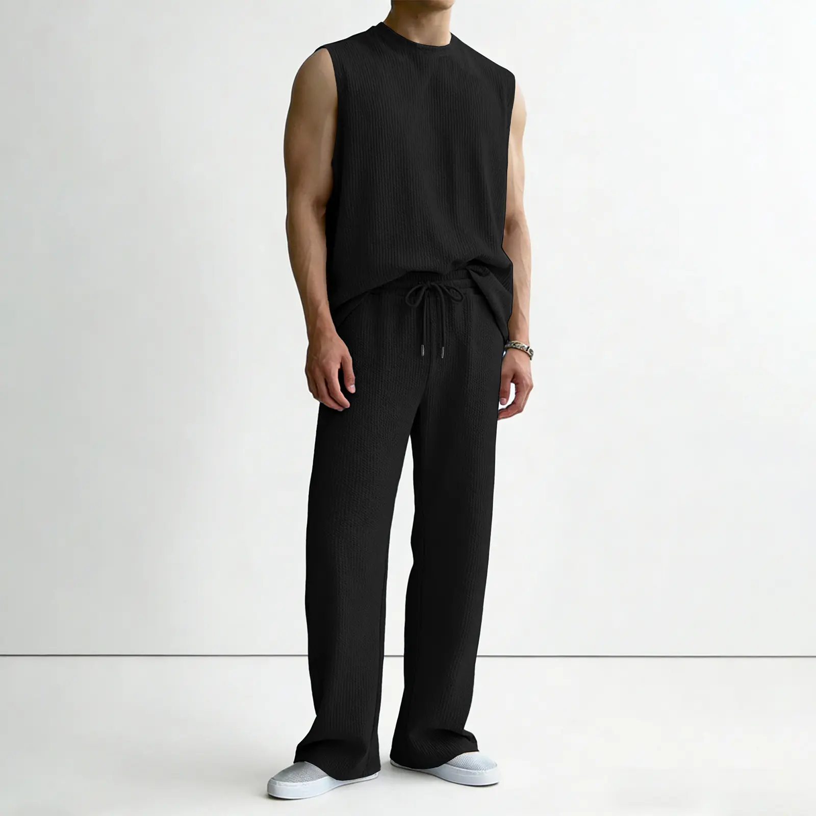 Men's Rib-Knit Sleeveless 2-Piece Lounge Set