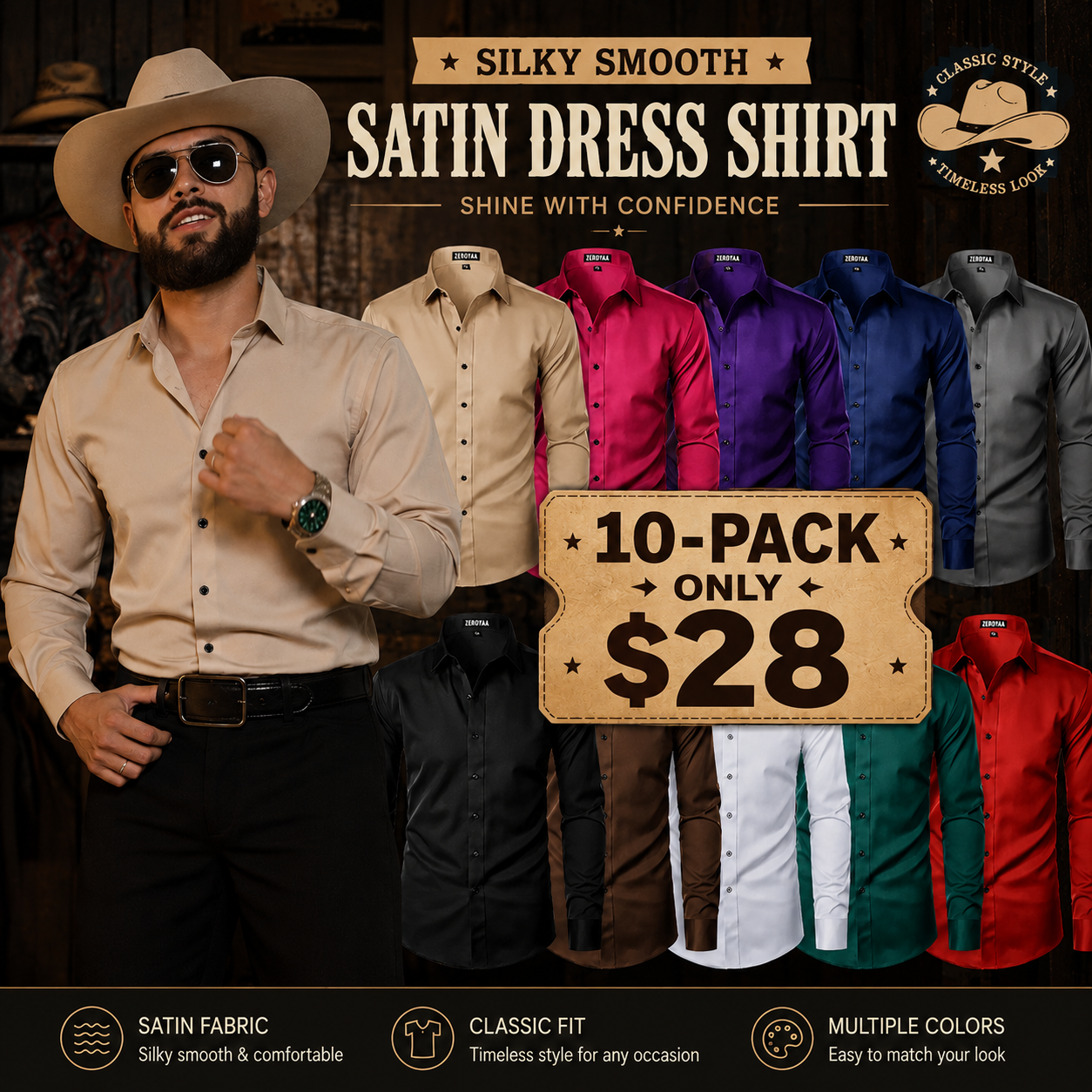 Men's Silky Stretch Slim-Fit Dress Shirt
