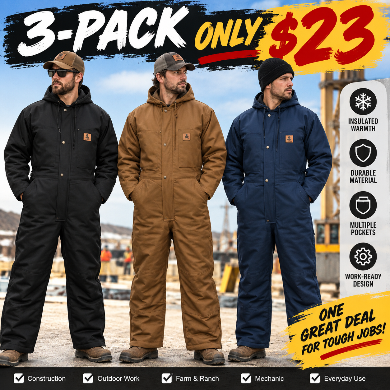 Men's Insulated Multi-Pocket Work Coverall