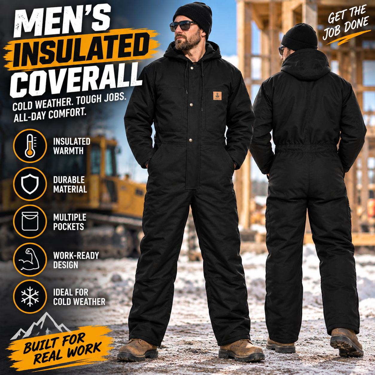 Men's Insulated Multi-Pocket Work Coverall