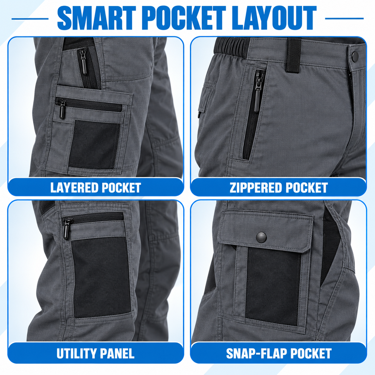 Men's Multi-Pocket Tactical Cargo Pants - Solid & Camo Multipacks