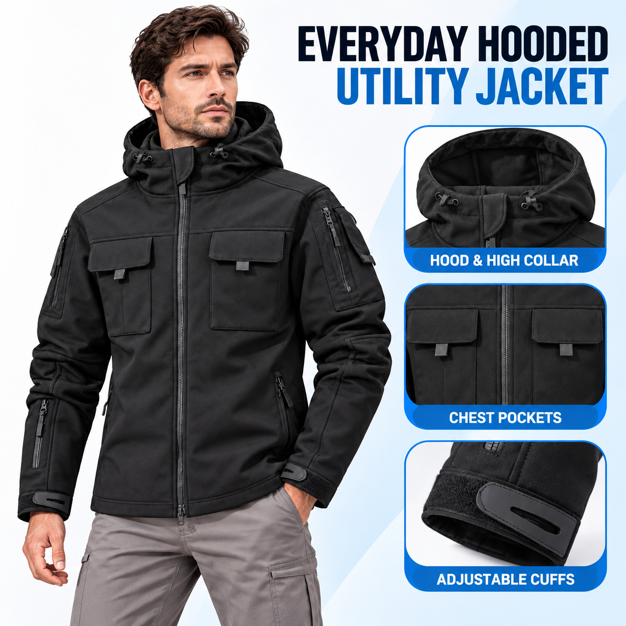 Men's Hooded Multi-Pocket Jacket
