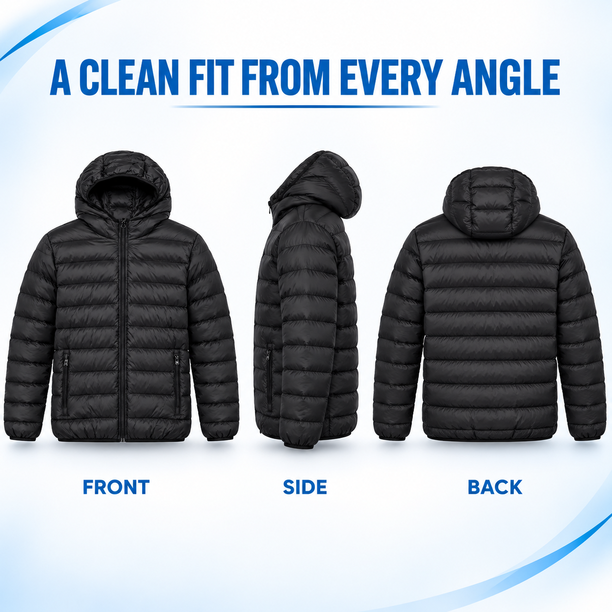 Men's Lightweight Hooded Puffer Jacket Multipack - Quilted Zip-Up Everyday Outerwear