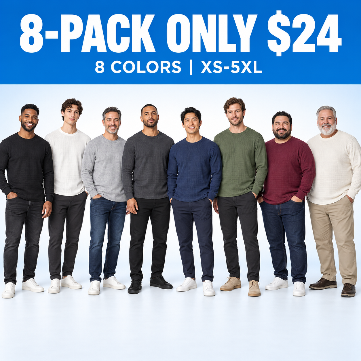 Men's Waffle-Knit Crewneck Thermal Shirt Multipack