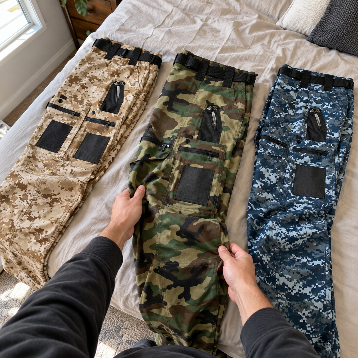 Illustrative 3-pack camouflage review layout example