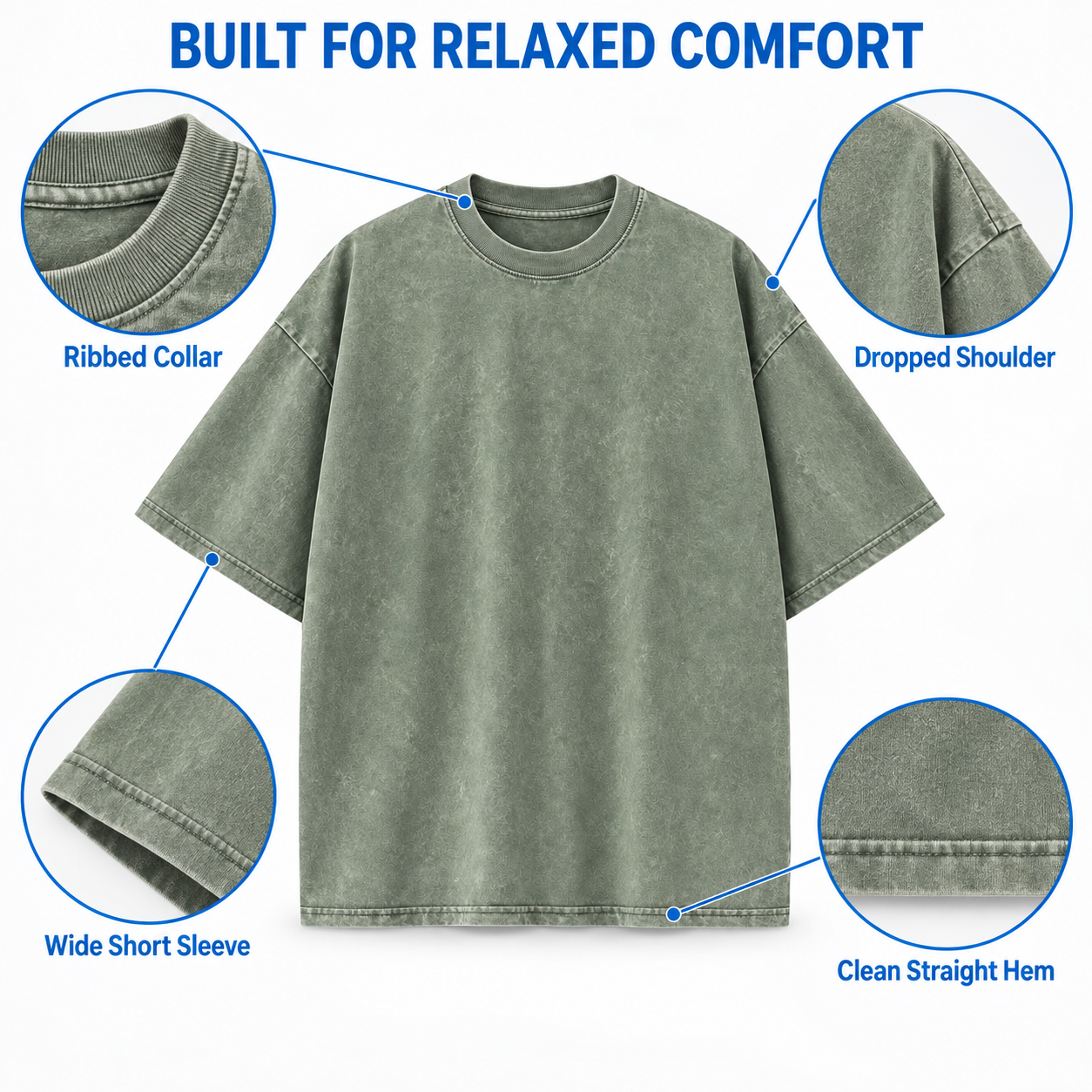 Unisex Vintage-Wash Oversized Cotton T-Shirt Multipack