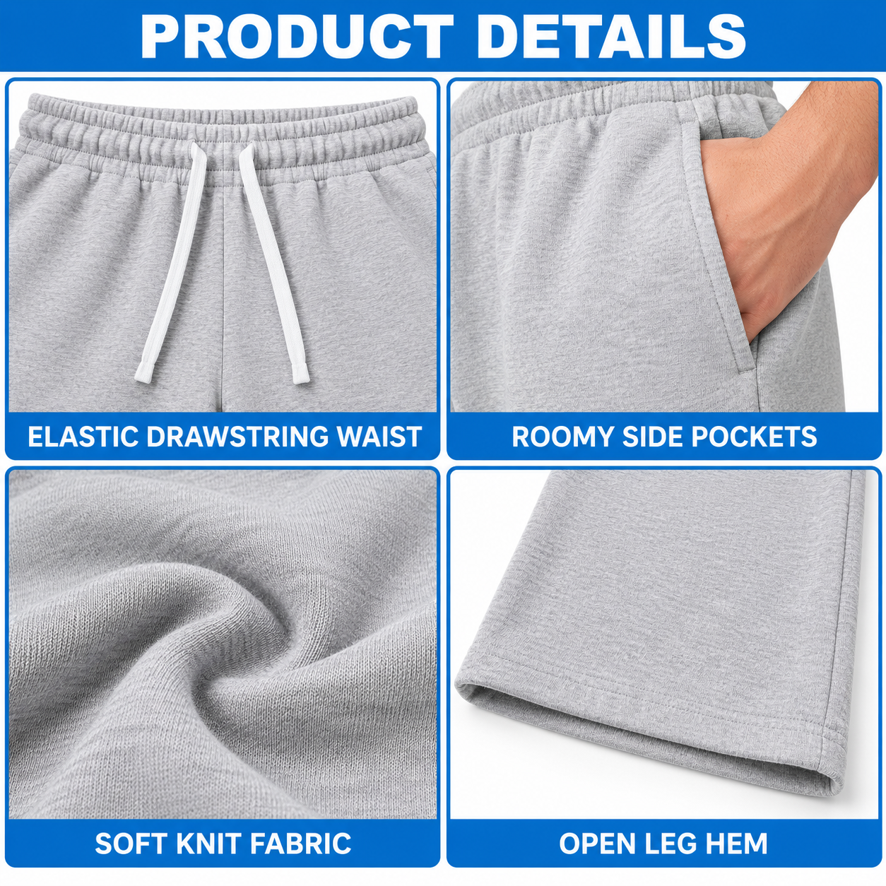 Men's Everyday Relaxed Wide-Leg Drawstring Sweatpants Multi-Pack