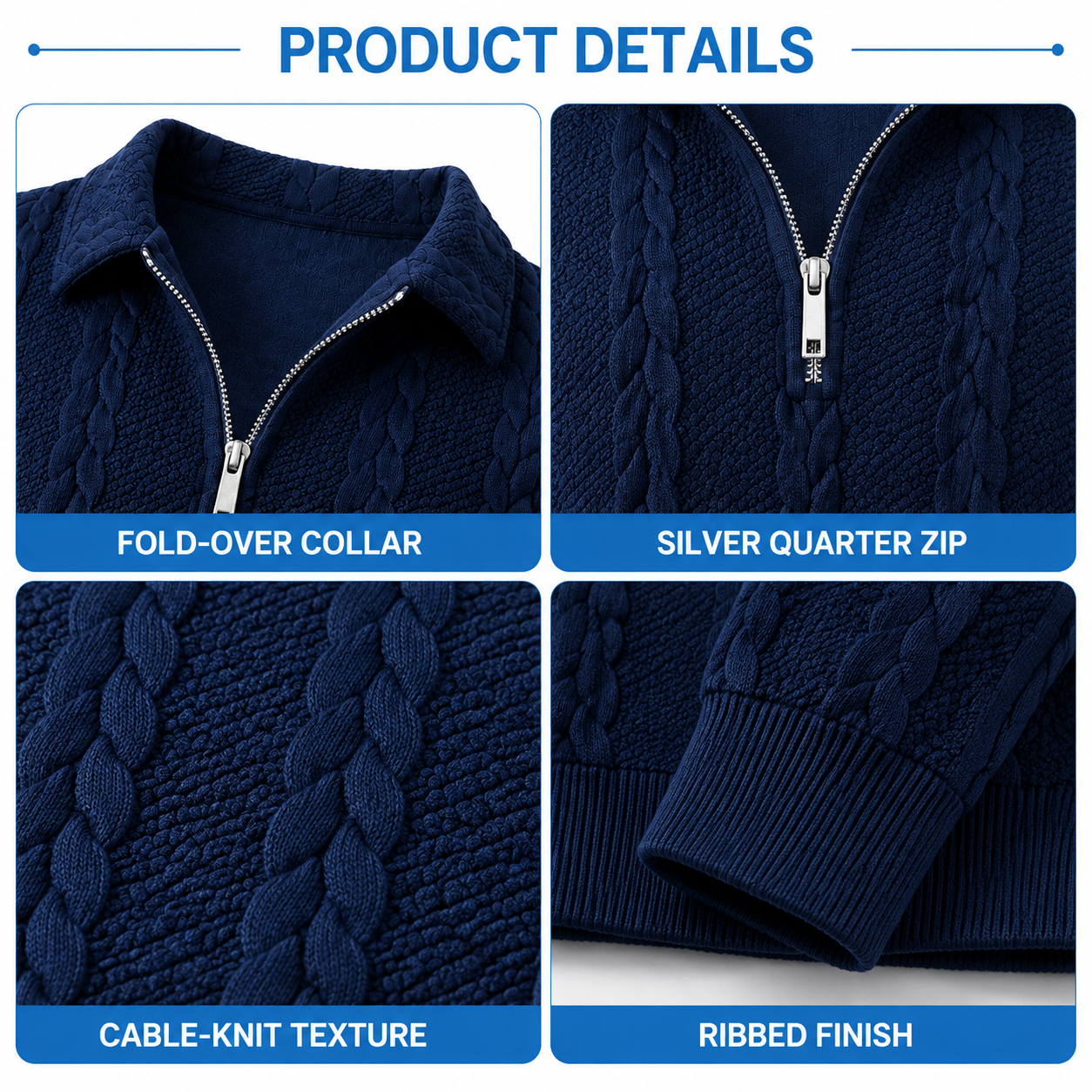 Men's Everyday Cable-Knit Quarter-Zip Sweater Multi-Pack