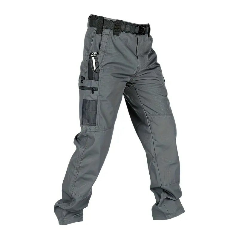 Men's Tactical Work Pants with Multi-Pocket Zipper Design