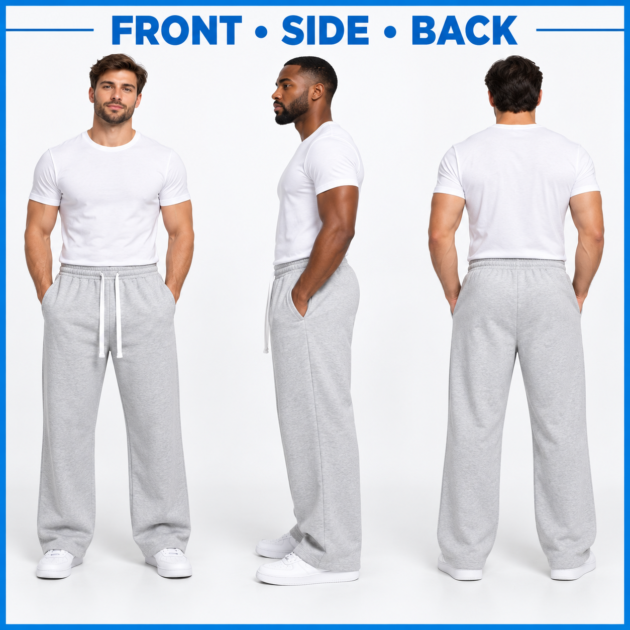 Men's Everyday Relaxed Wide-Leg Drawstring Sweatpants Multi-Pack
