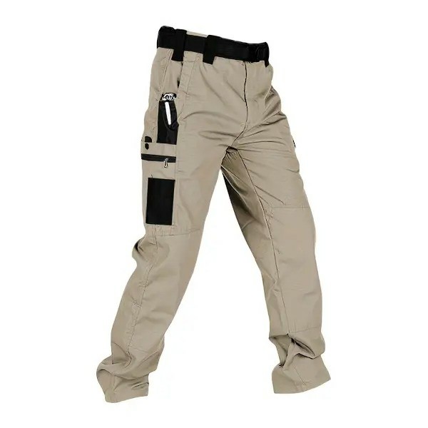 Men's Tactical Work Pants with Multi-Pocket Zipper Design