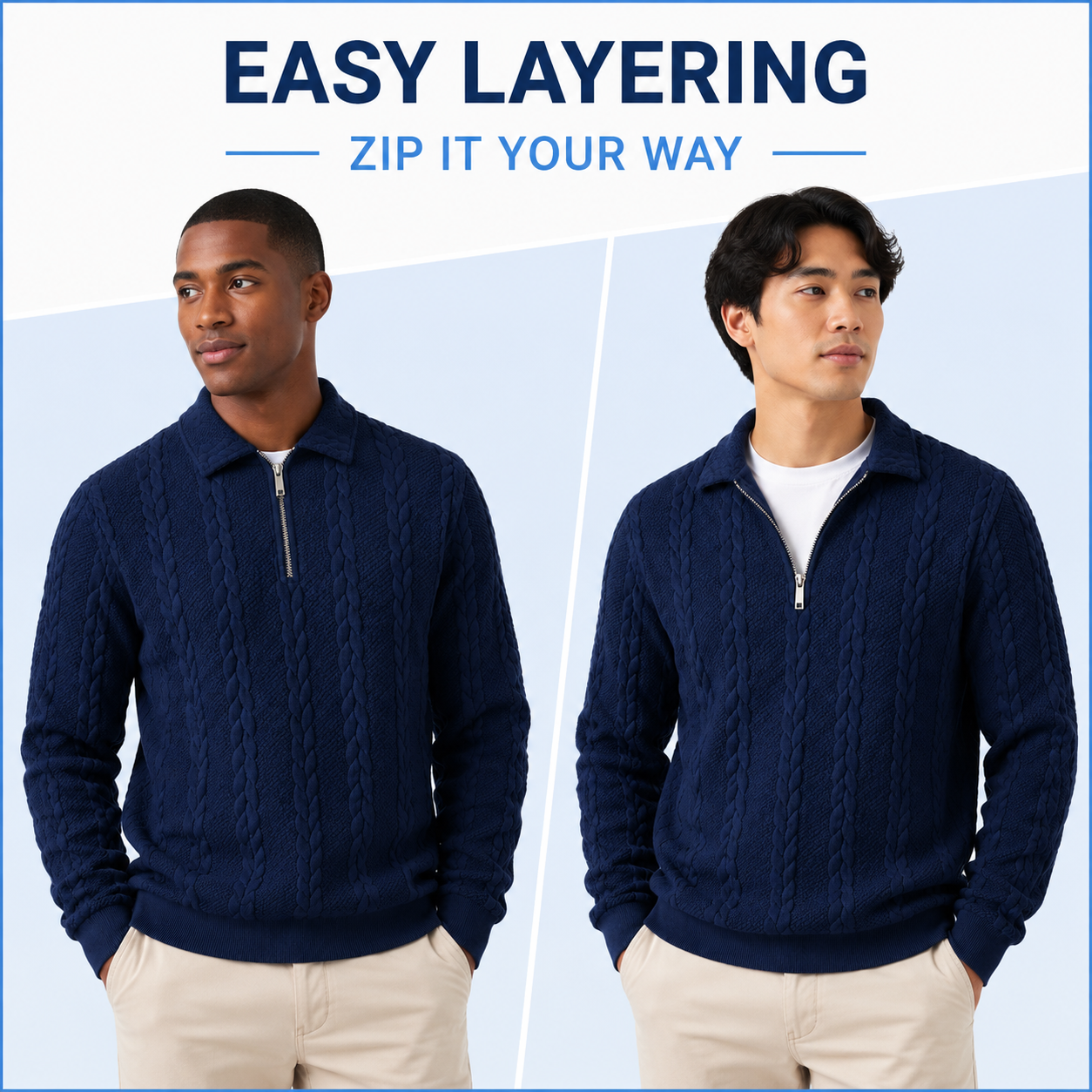 Men's Everyday Cable-Knit Quarter-Zip Sweater Multi-Pack