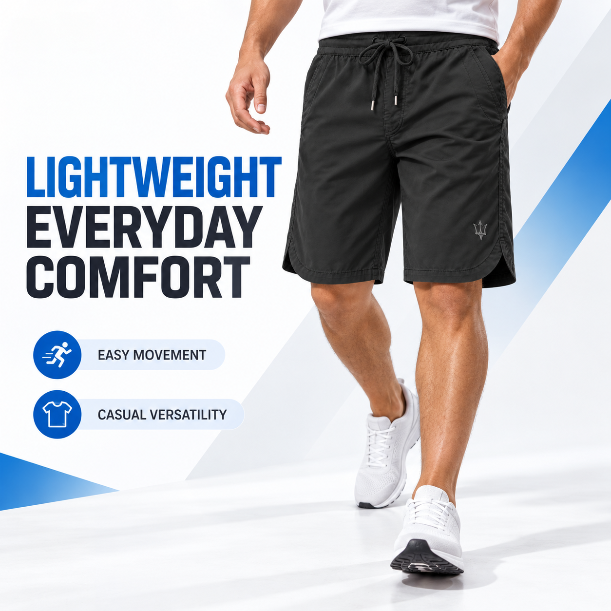 Unisex Lightweight Drawstring Shorts Multipack - Relaxed Knee-Length Shorts with Pockets