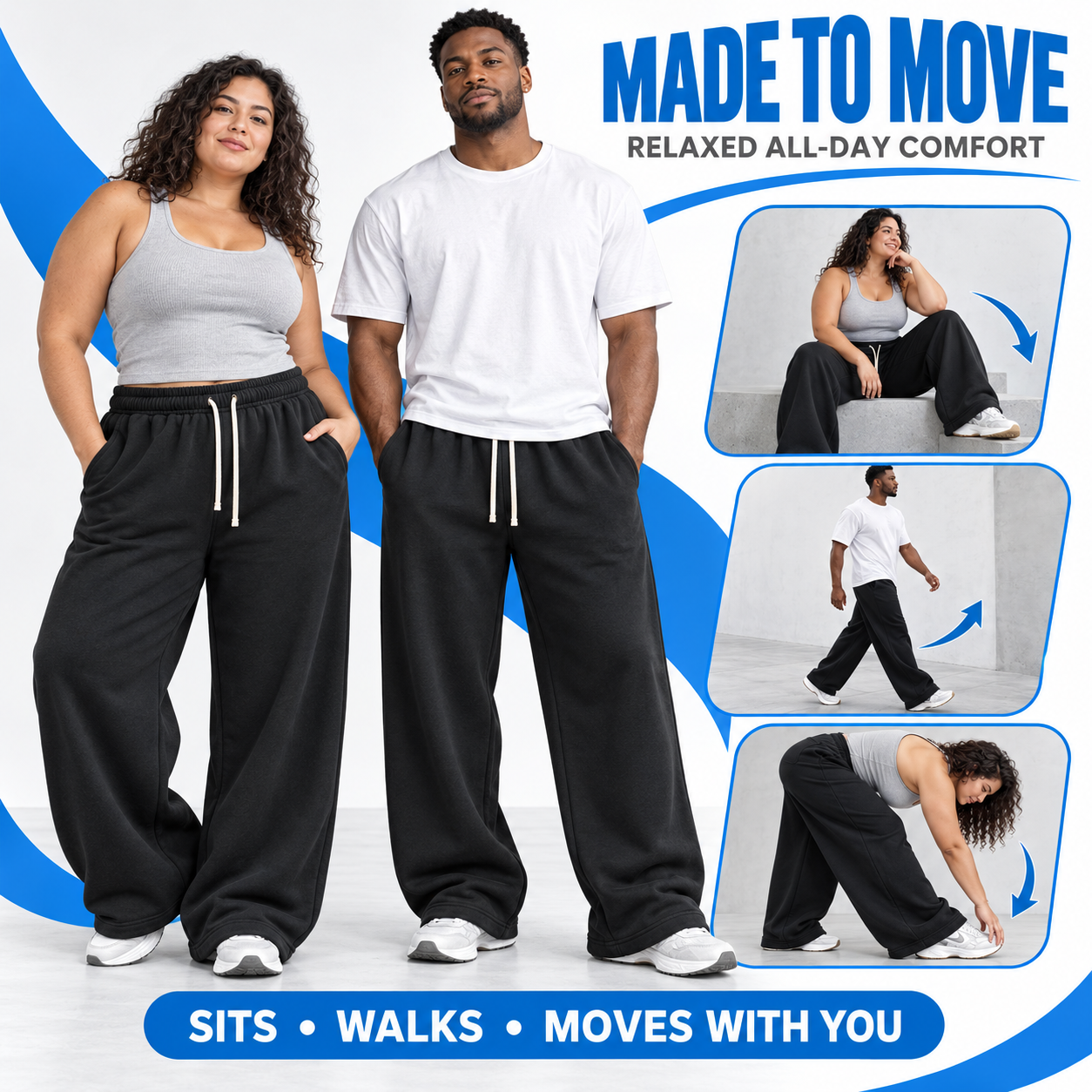 Unisex Everyday Relaxed Wide-Leg Sweatpants