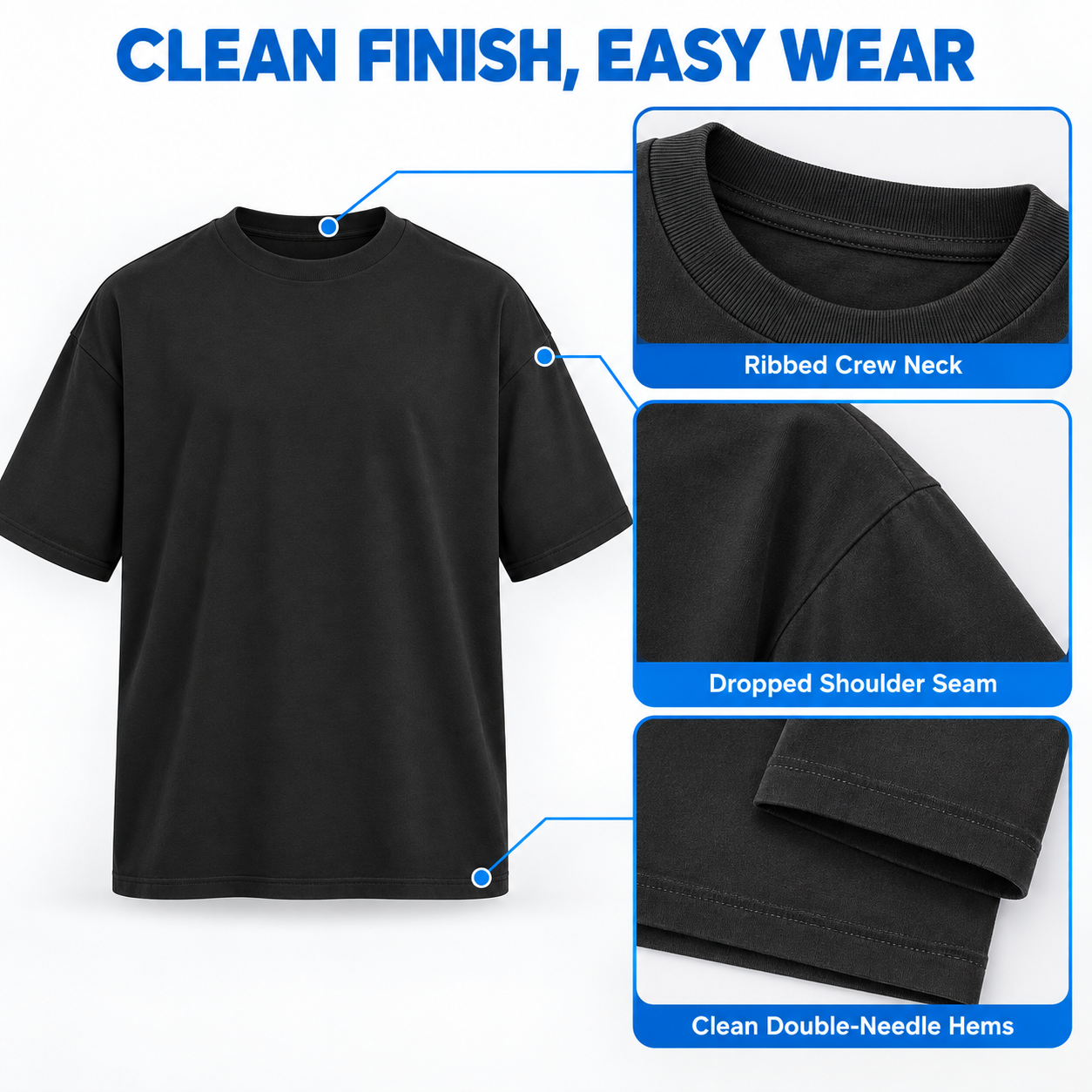 Unisex Soft Stretch Oversized T-Shirt Multipack - Relaxed Crew Neck Everyday Tee