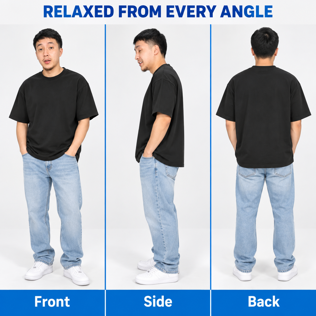 Unisex Soft Stretch Oversized T-Shirt Multipack - Relaxed Crew Neck Everyday Tee