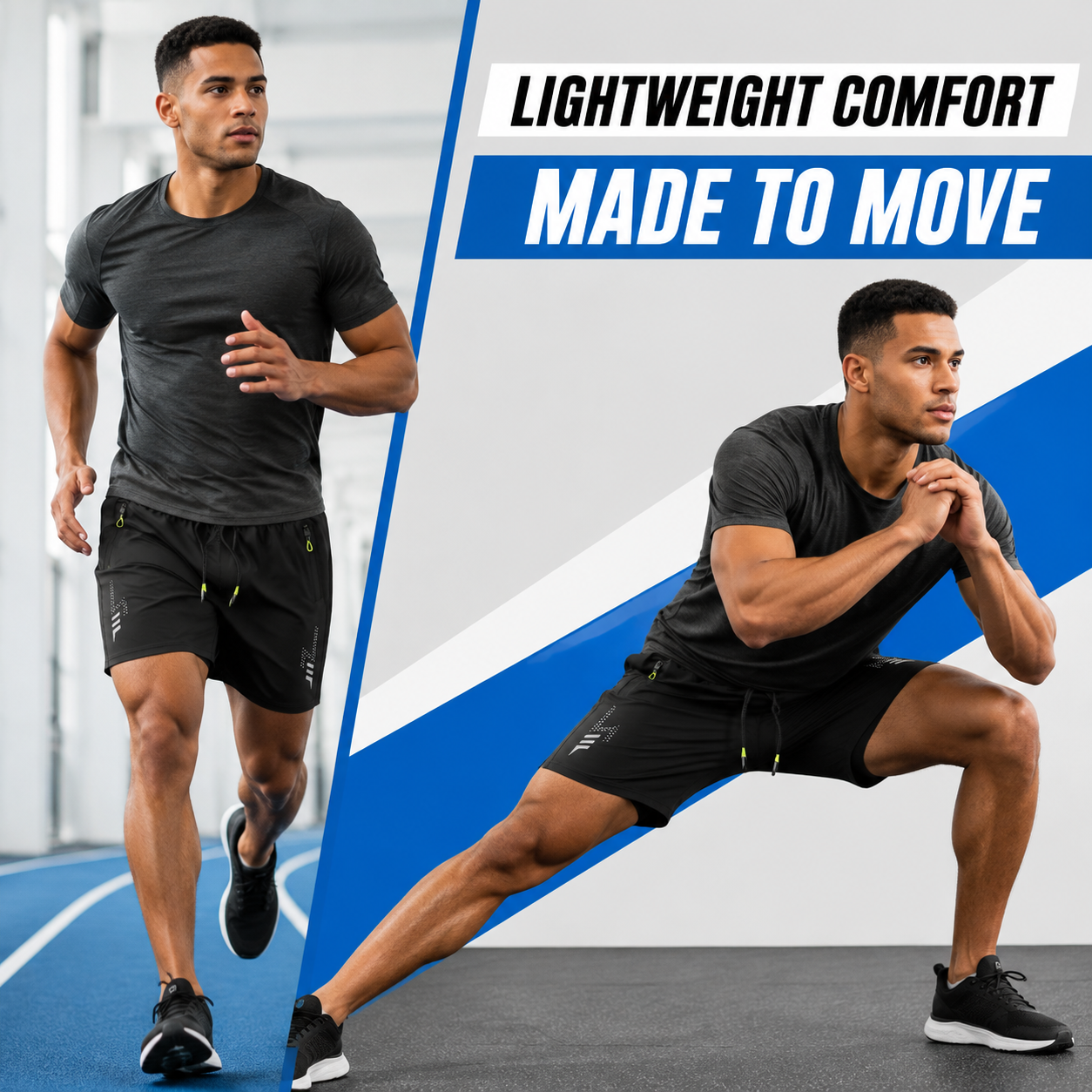 Men's Lightweight Quick-Dry Zip-Pocket Athletic Shorts Multi-Pack