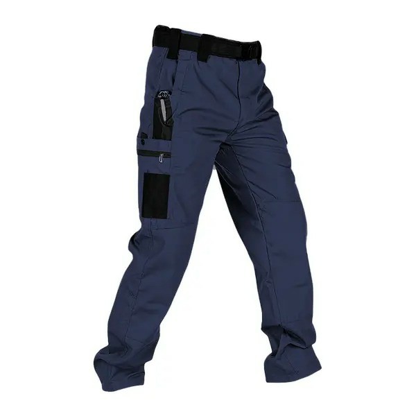 Men's Tactical Work Pants with Multi-Pocket Zipper Design