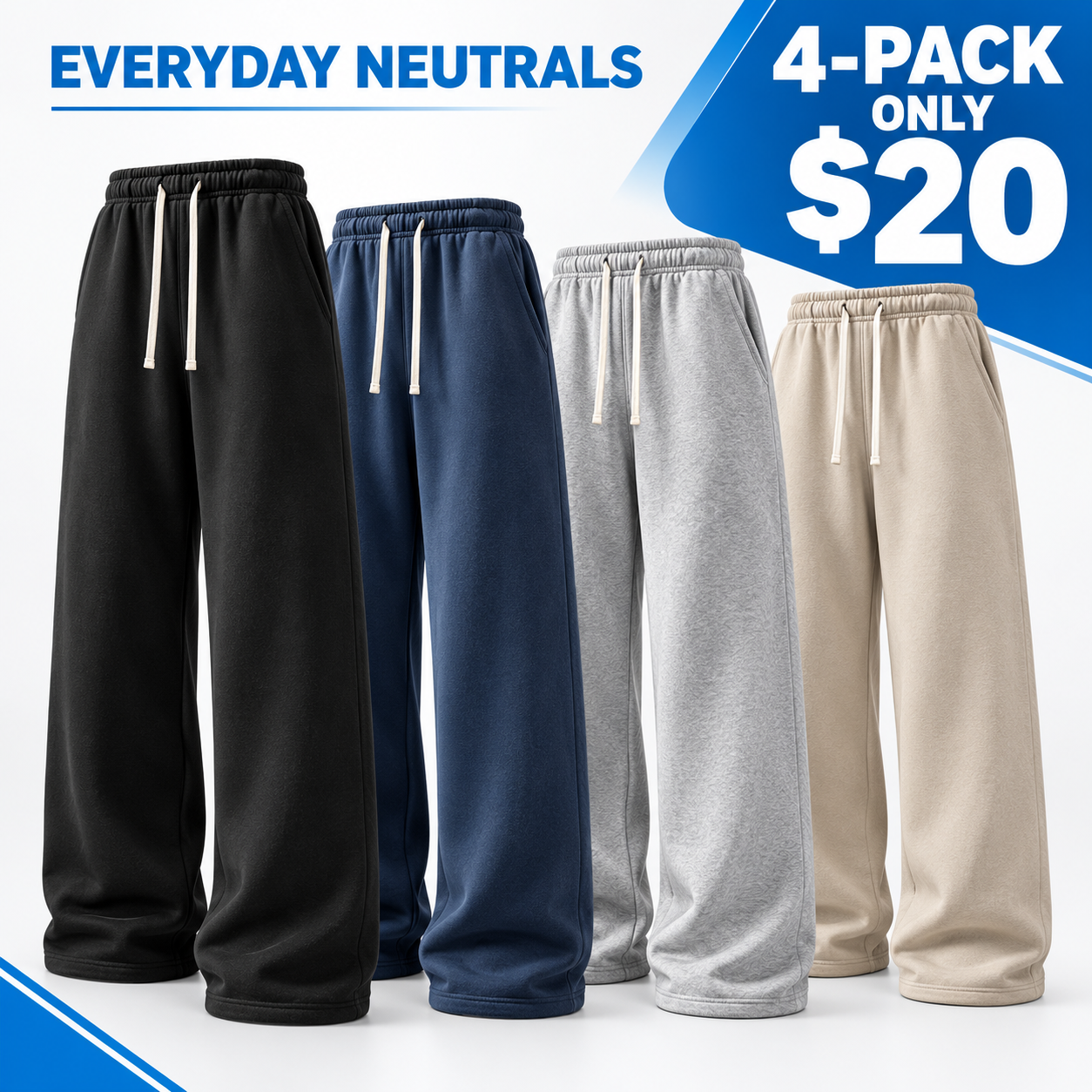Unisex Everyday Relaxed Wide-Leg Sweatpants