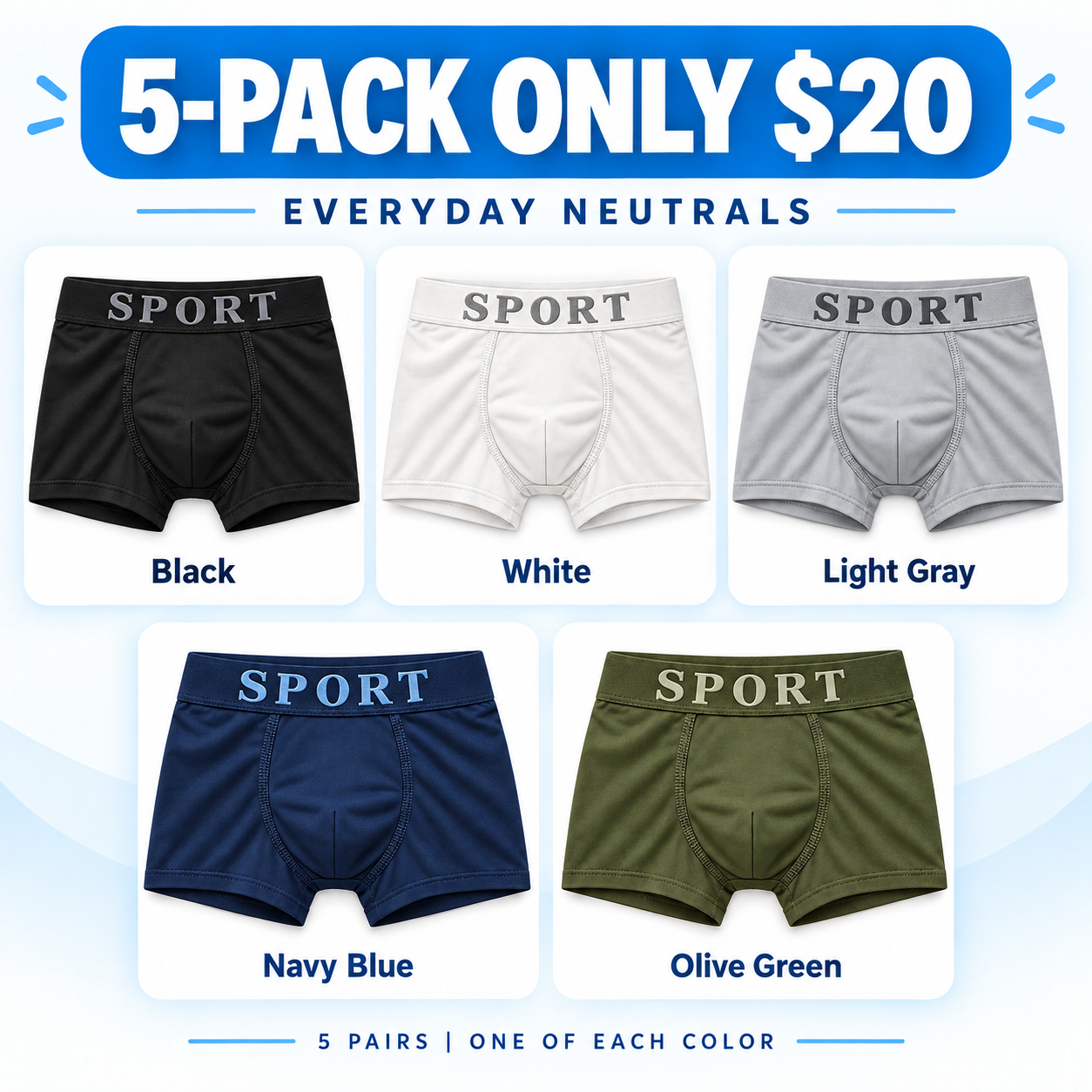 Men's Everyday Trunks - Short-Leg Underwear Multipack
