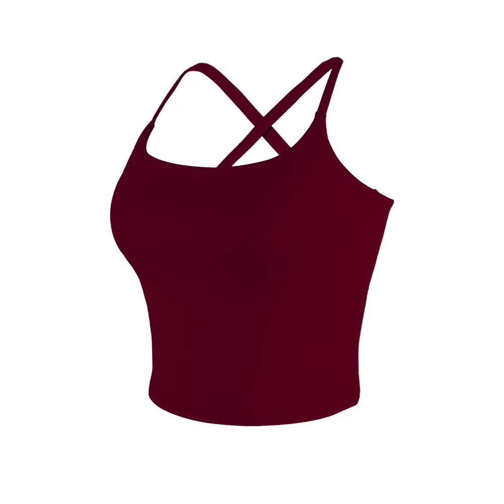 【3-Day Shipping】2026 New Adjustable Straps Built-in Bra Tank Top - Cross Back VS Spaghetti Straps & Scoop Neck, Slim Cute Buttery Soft Thicker Fabric Longline Sports Bra with Built-in One-Piece Bra Pads Yoga Wear Fitness Yoga Gym Activewear