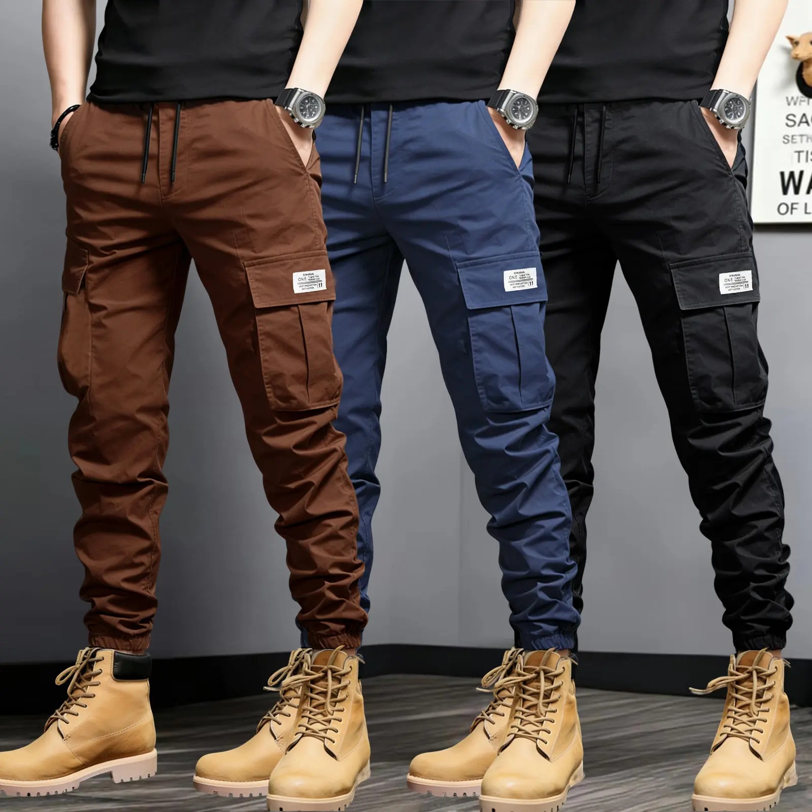 Men's Slim-Fit Multi-Pocket Cargo Joggers