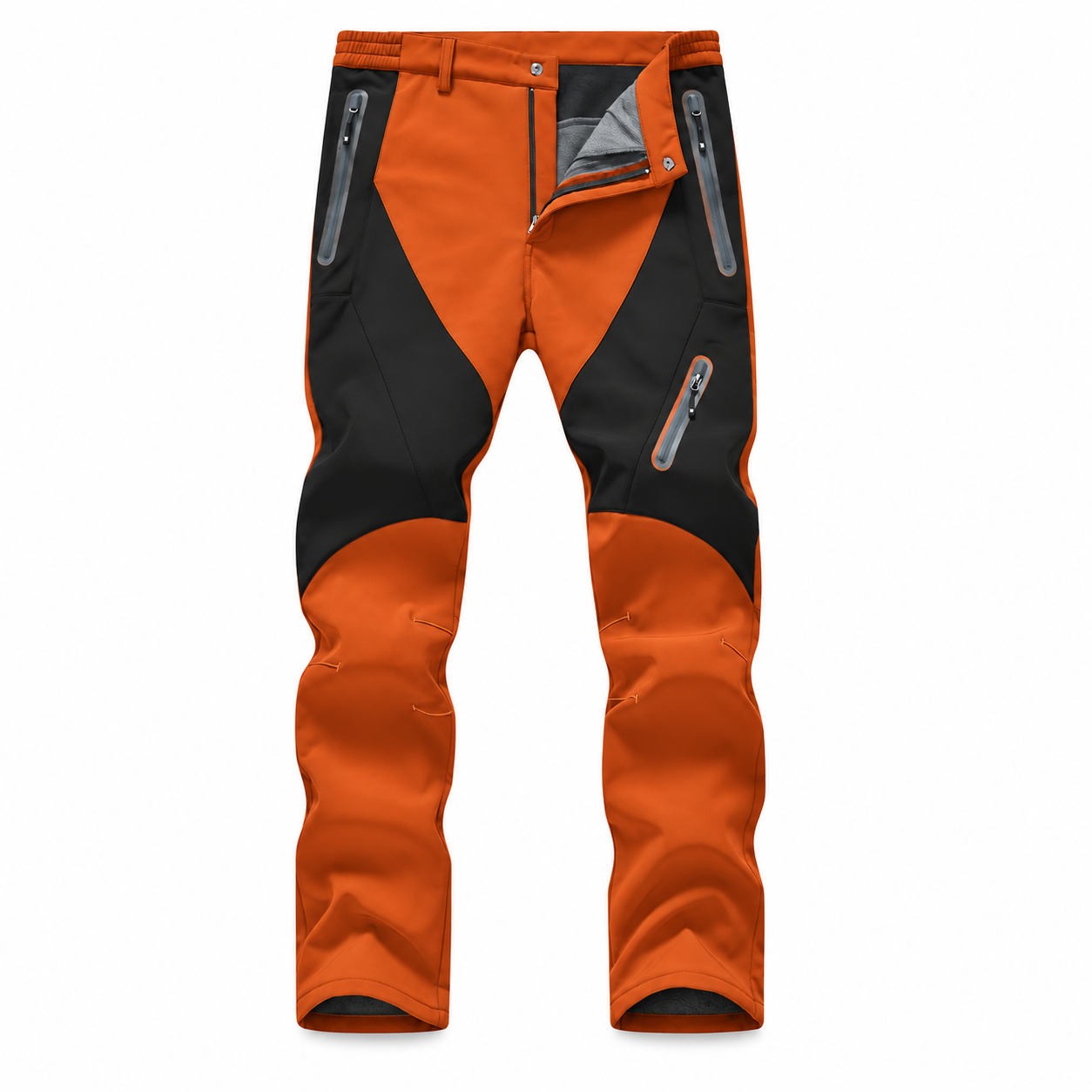 Men's Fleece-Lined Softshell Outdoor Pants Multipack - Zip-Pocket Cold-Weather Trousers