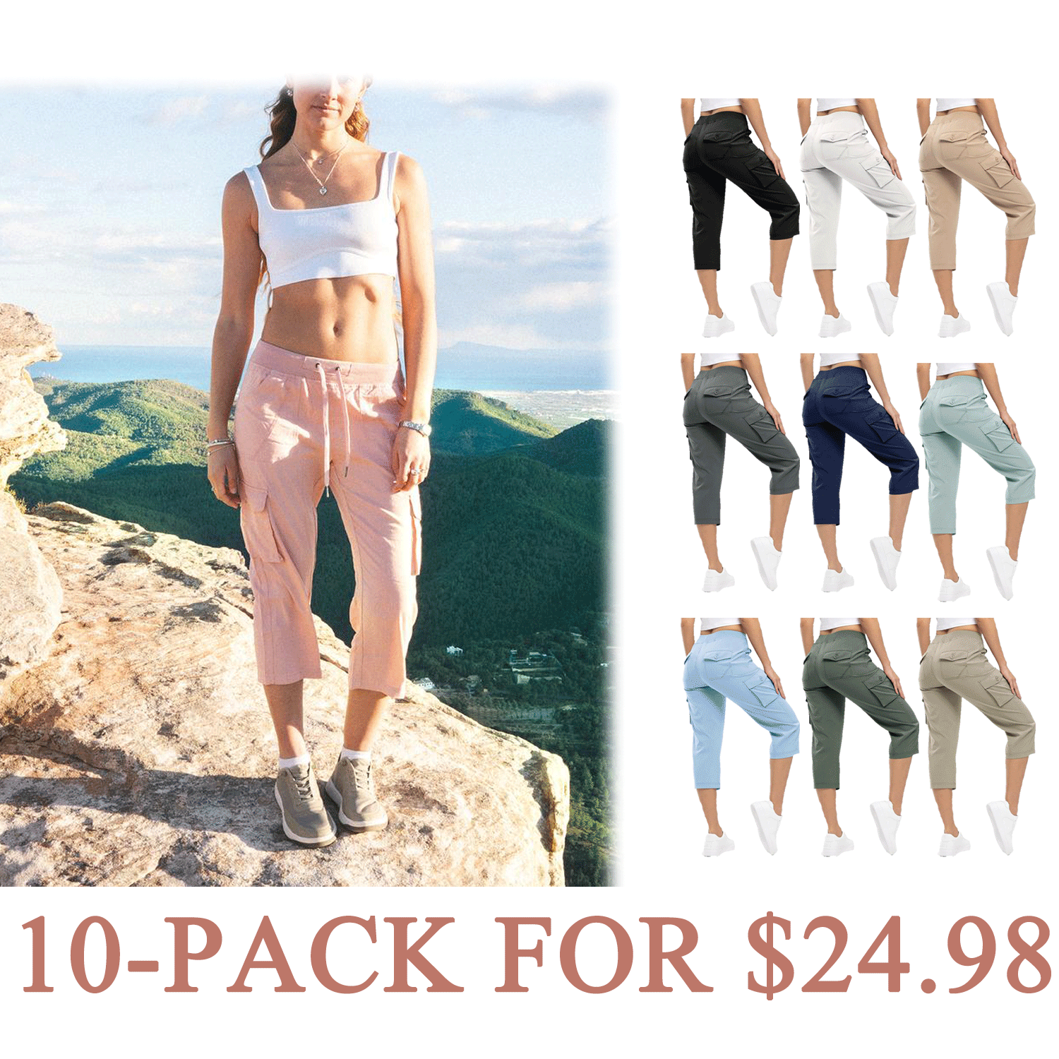 🔥Women’s Lightweight Quick-Dry Capri Cargo Pants