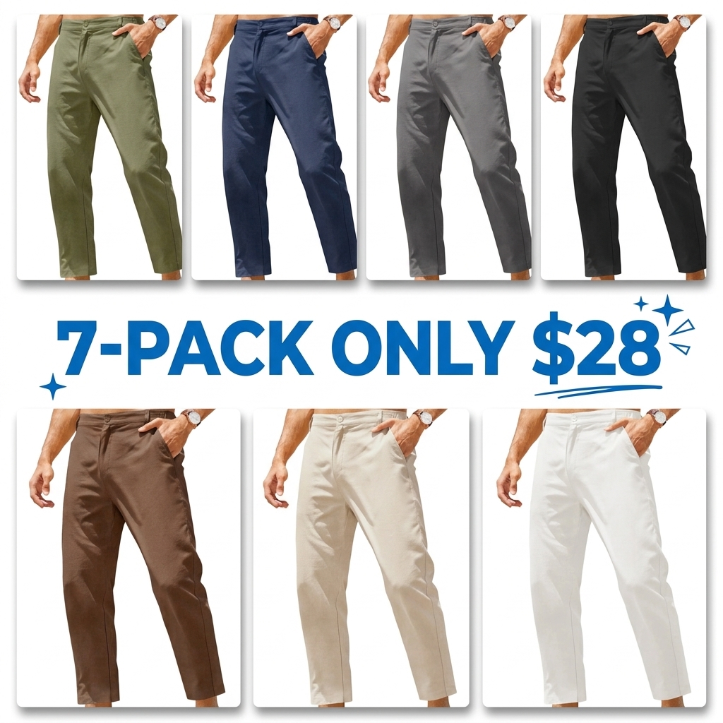 Men's Cotton Linen Casual Beach Pants