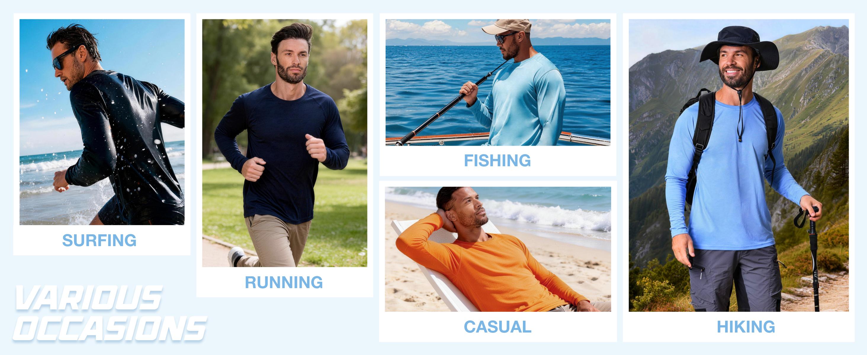 MAGCOMSEN 1/3 Pack Men's UPF 50+ Long Sleeves Shirts Quick Dry Lightweight Summer Sportswear Tops for Swimming Workout Rashguard Sporty Crew Neck Outdoorfun FallFreshness SummerVibes
