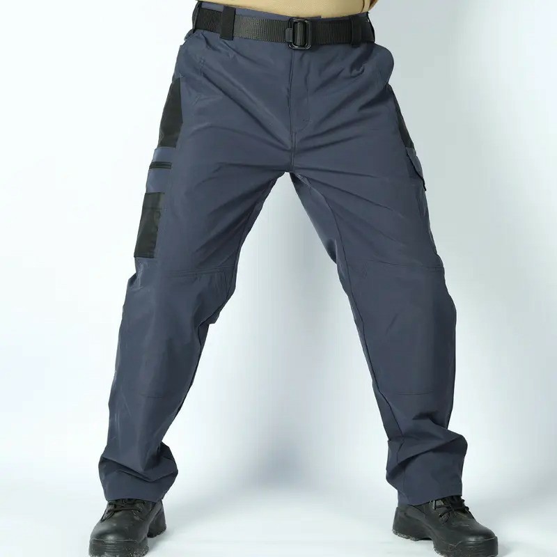 Men's Tactical Work Pants with Multi-Pocket Zipper Design